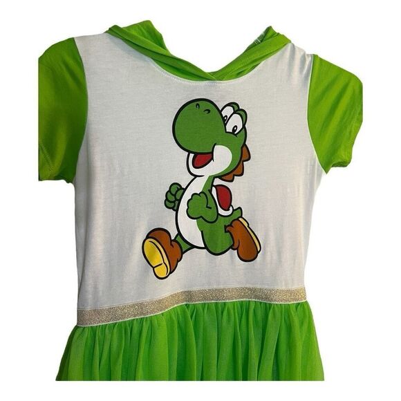 Girls Nintendo Yoshi Hoodie Tutu Costume Dress Cosplay Size Large Green White - Picture 4 of 8